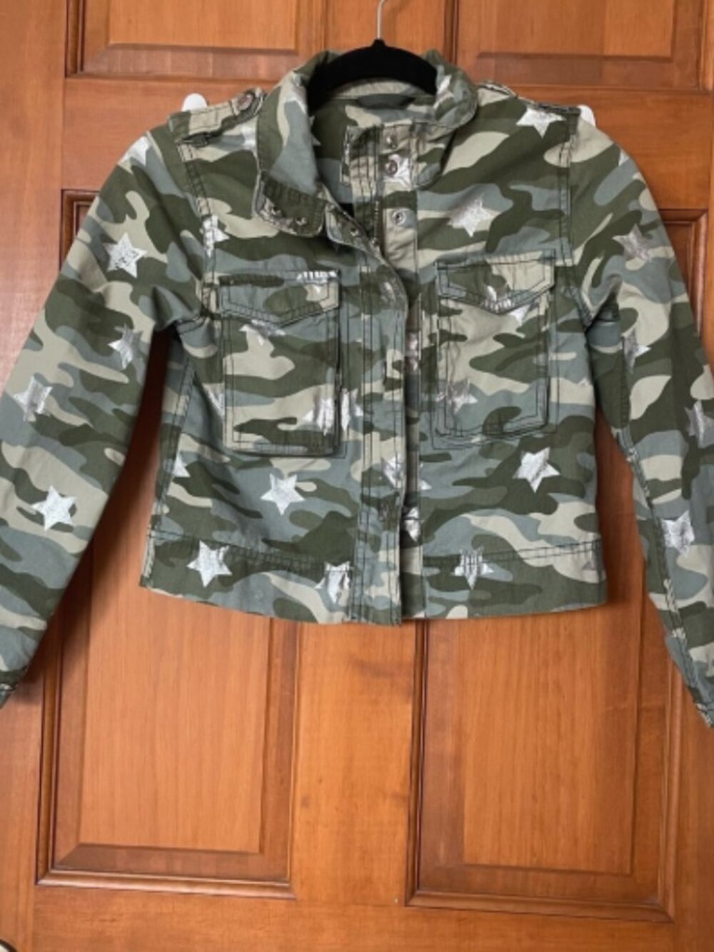 GAP Kids Green Camouflage Jacket with Star Accents